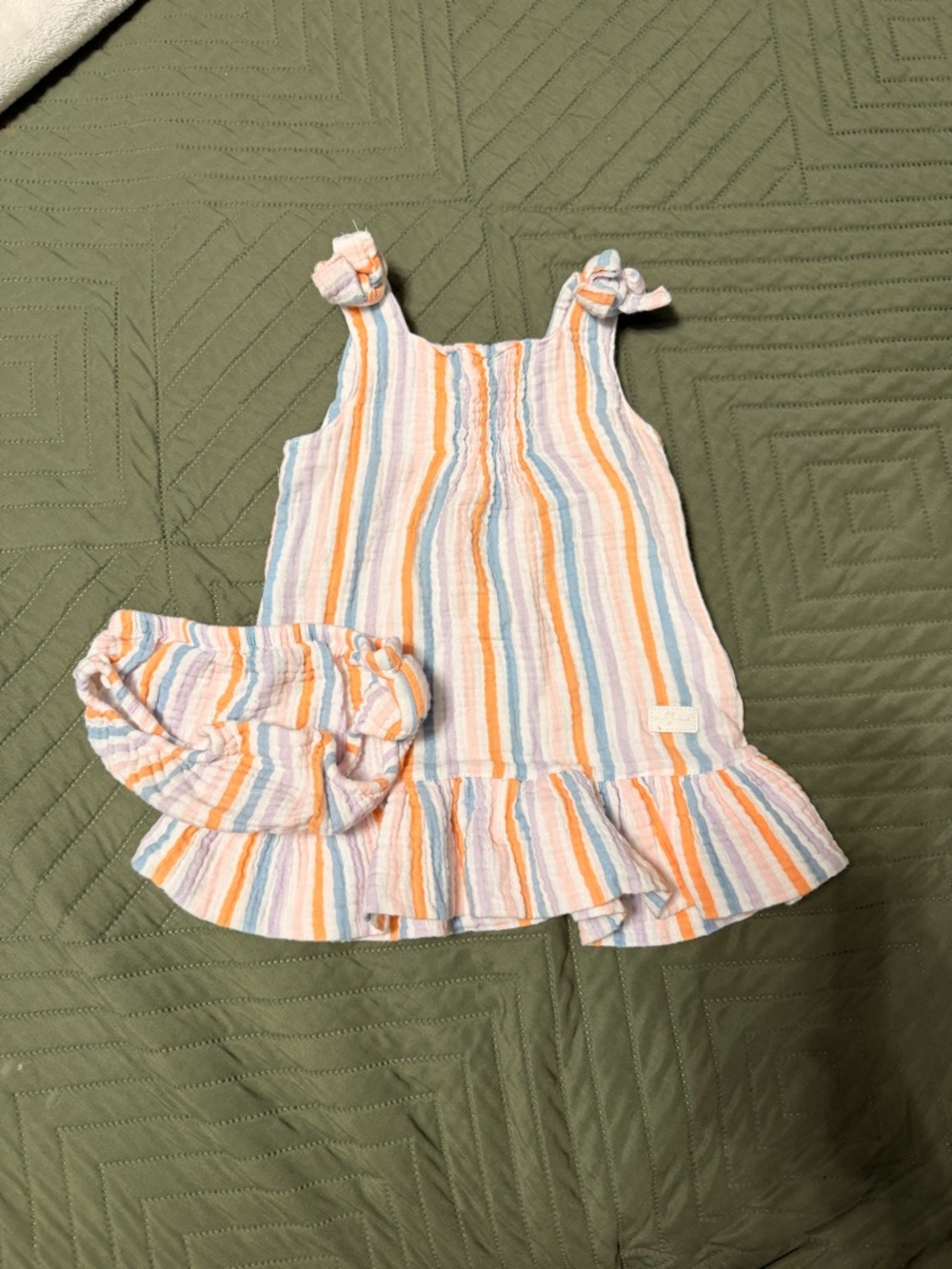 7 For All Mankind Kids Casual Dress and Bloomer Set in White, Orange, Blue, Pink